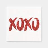 XOXO Red Glitter | Glam Brushstroke Hug en Kisses Servetten (Voorkant)