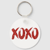 XOXO Red Glitter | Glam Brushstroke Hug en Kisses Sleutelhanger (Voorkant)