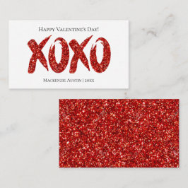 XOXO Red Glitter | Glam-Valentijnsdag voor pensele Notitiekaartje
