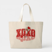 XOXO Red Glitter Hearts & Dalmatische Print Bow Grote Tote Bag (Achterkant)