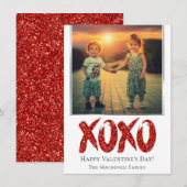 XOXO Red Glitter | Penseelfoto Valentijnsdag Feestdagenkaart (Voorkant / Achterkant)