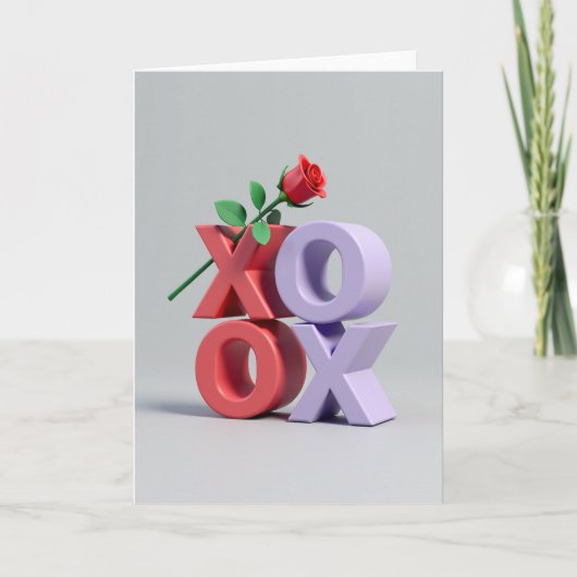 Xoxo Red Rose Love Card Kaart (Voorkant)