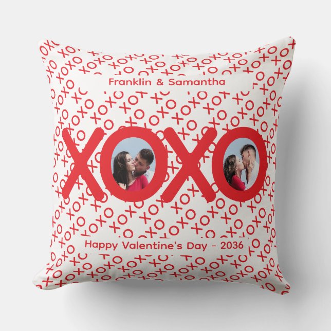 XOXO Red Valentine's Day Photo Throw Pillow Kussen (Voorkant)