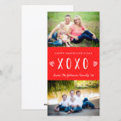 XOXO Red White Valentijnsdag Family Feestdagenkaart (Voorkant / Achterkant)