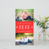 XOXO Red White Valentijnsdag Family Feestdagenkaart (Staand voorkant)