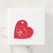 XOXO Retro Lips Red Heart Valentine Bedankjes Labels (In situ)