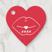 XOXO Retro Lips Red Heart Valentine Bedankjes Labels (Voorkant)