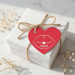 XOXO Retro Lips Red Heart Valentine Bedankjes Labels