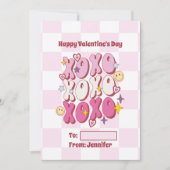 XOXO Retro Valentijn Dag, Gecontroleerd Patroon Feestdagenkaart (Voorkant)