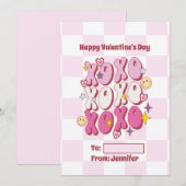 XOXO Retro Valentijn Dag, Gecontroleerd Patroon Feestdagenkaart (Voorkant / Achterkant)