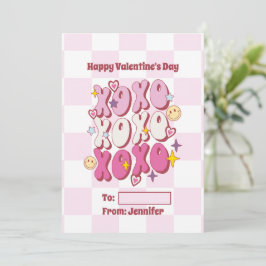 XOXO Retro Valentijn Dag, Gecontroleerd Patroon Feestdagenkaart
