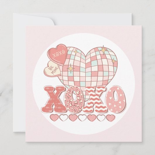 Xoxo retro Valentijnsdag Kaart (Voorkant)