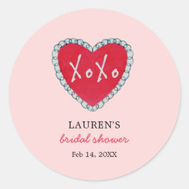 XOXO Rode Hart op Roze Bruidsfeest Ronde Sticker