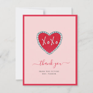 XOXO Rode Hartjes Bruiloft Feest Platte Bedankkaar Bedankkaart