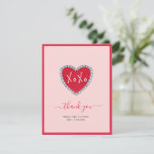 XOXO Rode Hartjes Bruiloft Feest Platte Bedankkaar Bedankkaart (Staand voorkant)