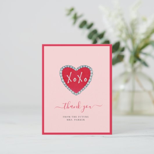 XOXO Rode Hartjes Bruiloft Feest Platte Bedankkaar Bedankkaart (Staand voorkant)