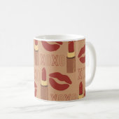 XOXO, rode lipsticks en Kisses Pattern Koffiemok (Voorkant rechts)