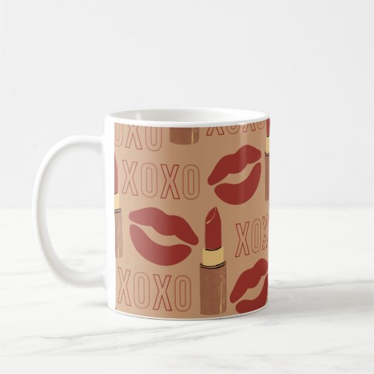 XOXO, rode lipsticks en Kisses Pattern Koffiemok (Links)
