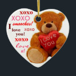 XOXO Romantic Teddy Bear Valentijn Heart Keramisch Ornament<br><div class="desc">"XOXO Romantic Teddy Bear"-hartversiering door Cheryl Daniels © 2011. Komt perfect overeen met de hieronder weergegeven valentijn "Je vult me in". Gooi deze schattige versiering in je kaart als een coole behuizing ~ Je liefje zal er van houden! Gebruik de sectie "Personaliseer het"op uw recht om tekst te veranderen of...</div>