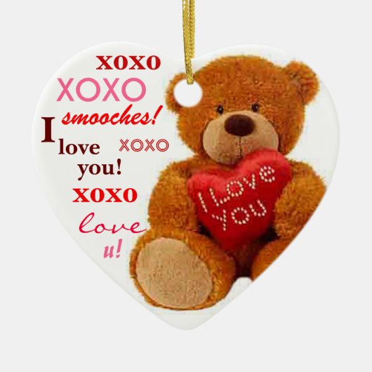 XOXO Romantic Teddy Bear Valentijn Heart Keramisch Ornament (Voorkant)