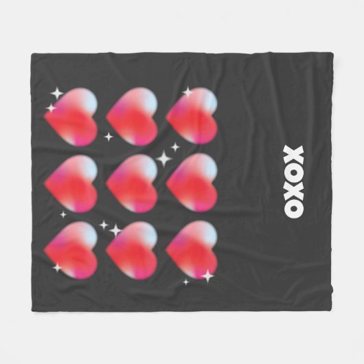 Xoxo romantische rode harten Valentijnsdag Fleece Deken (Voorkant (Horizontaal))