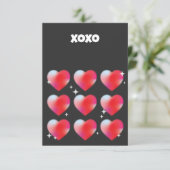 Xoxo romantische rode harten Valentijnsdag Informatiekaartje (Staand voorkant)
