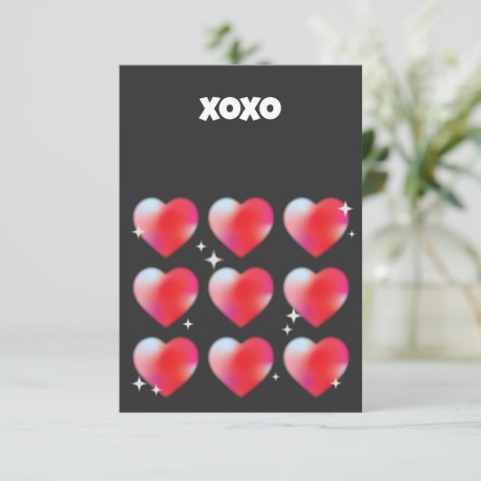 Xoxo romantische rode harten valentijnsdag RSVP kaartje (Staand voorkant)