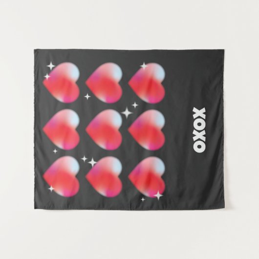 Xoxo romantische rode harten Valentijnsdag Wandkleed (Voorkant (horizontaal))