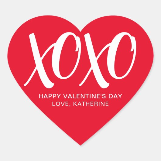 XOXO rood wit modern schattig aangepaste Valentijn Hart Sticker (Voorkant)