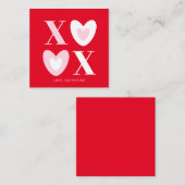 XOXO rood wit roze harten typografie schattig op m Informatiekaartje (Voorkant / Achterkant)