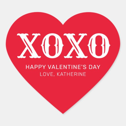 XOXO rood wit typografie schattige Valentijnsdag Hart Sticker (Voorkant)
