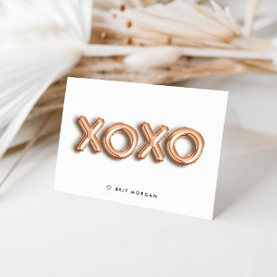 XOXO Roos Gold ballon, speciaal gepersonaliseerd n Notitiekaartje