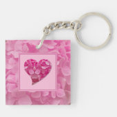 XOXO Roze Bloemen Schattige Hart Typografie Sleutelhanger (Achterkant)