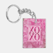 XOXO Roze Bloemenhart Typografie Acryl Sleutelhang Sleutelhanger (Voorkant Links)