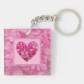 XOXO Roze Bloemenhart Typografie Acryl Sleutelhang Sleutelhanger (Achterkant)