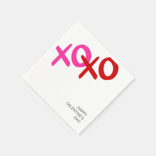 XOXO Roze en Rode Knuffels en Kusjes Galentijnse P Servet (Hoek)