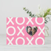 XOXO Roze Foto Hart Liefde Feestdagenkaart (Staand voorkant)