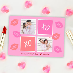 XOXO Roze Foto Paar Gelukkige Valentijnsdag Feestdagenkaart