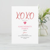  XOXO Roze Galentine's Day-feest Valentijn Kaart (Staand voorkant)