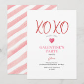  XOXO Roze Galentine's Day-feest Valentijn Kaart (Voorkant / Achterkant)