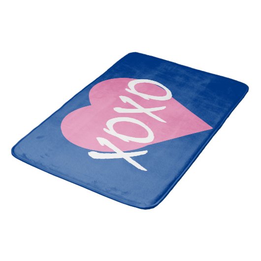 XOXO roze hart knuffels kussen blauw Badmat (Gekanteld)