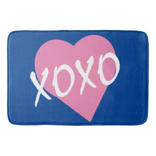 XOXO roze hart knuffels kussen blauw Badmat