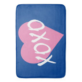 XOXO roze hart knuffels kussen blauw Badmat (Voorkant Verticaal)