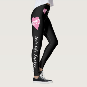 XOXO roze hart wit XOXO knuffels kussen zwart Leggings