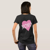 XOXO roze hart zwart knuffels kussen T-shirt (Achterkant volledig)