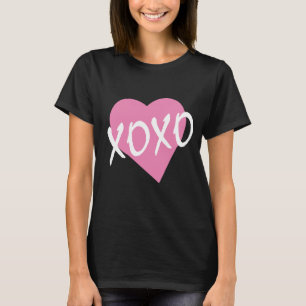 XOXO roze hart zwart knuffels kussen T-shirt