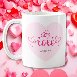 XOXO roze harten aangepaste naam Valentijnsdag cad Koffiemok