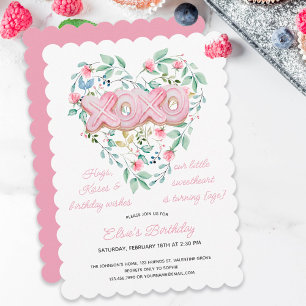 XOXO Roze Koekje Kleine Liefje Bloemige Verjaardag Kaart