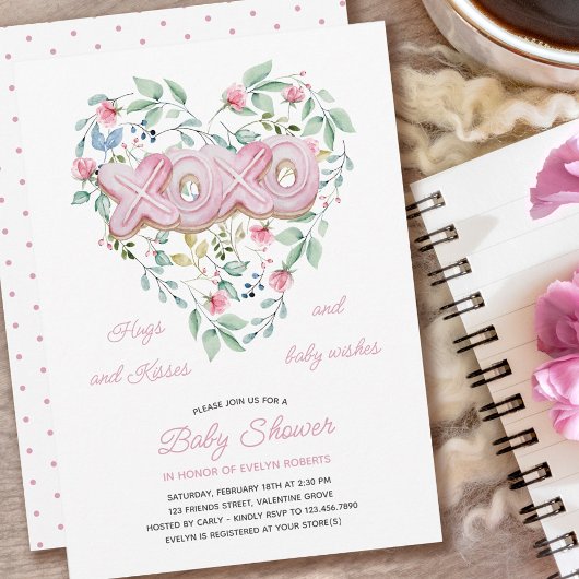 XOXO roze koekjes fijn Baby shower Kaart