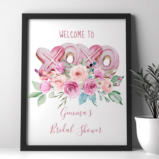 XOXO Roze koekjes  Floral Welkom Poster